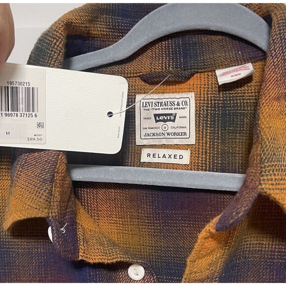 Levis Jackson Worker Overshirt Cotton Men's Sz M Relaxed Fit Plaid Check 89$ NWT - Picture 4 of 10